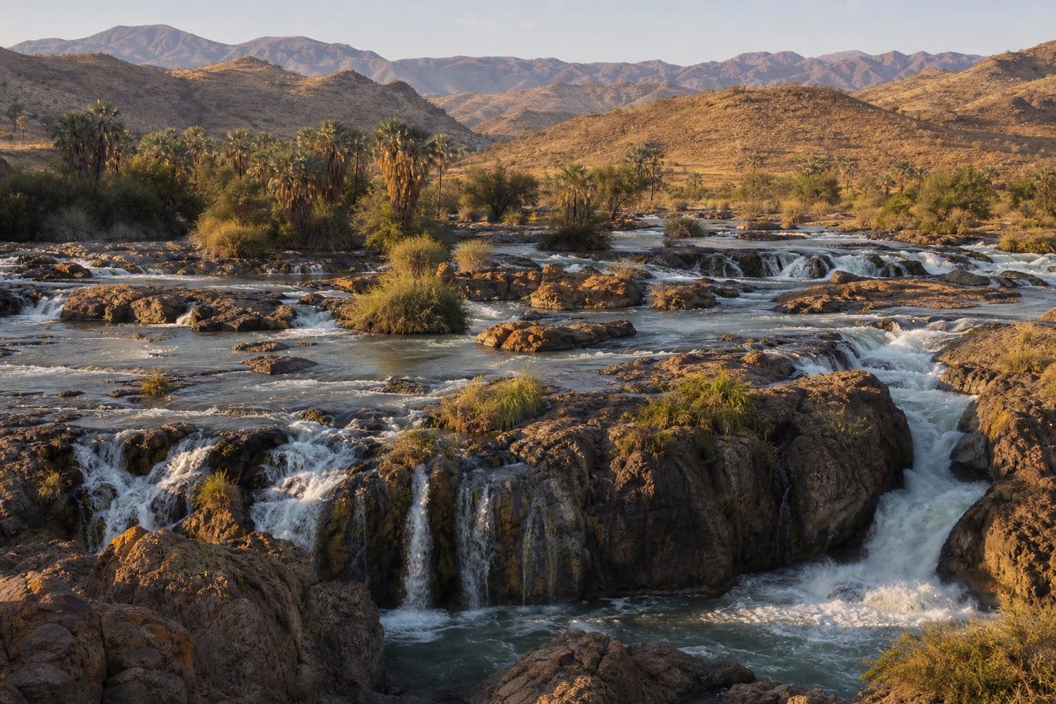 Editorial Namibia travel image representing Epupa Falls; not documentary evidence